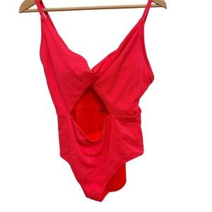 Aerie One Piece Swimsuit XL Extra Large Cut Out Neon Coral‎ New with Tags